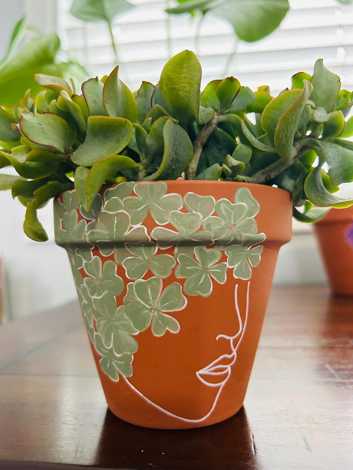 Hand-painted Terra Cotta Pot: Lucky Lady Clover Design - Etsy