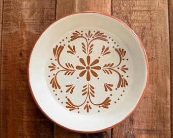 Hand-painted terracotta trinket dishes with folk art floral designs