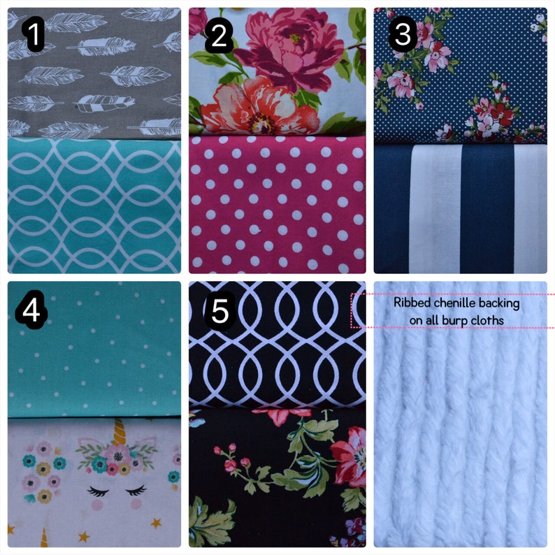Set of 2 Custom Embroidered Burp Cloths