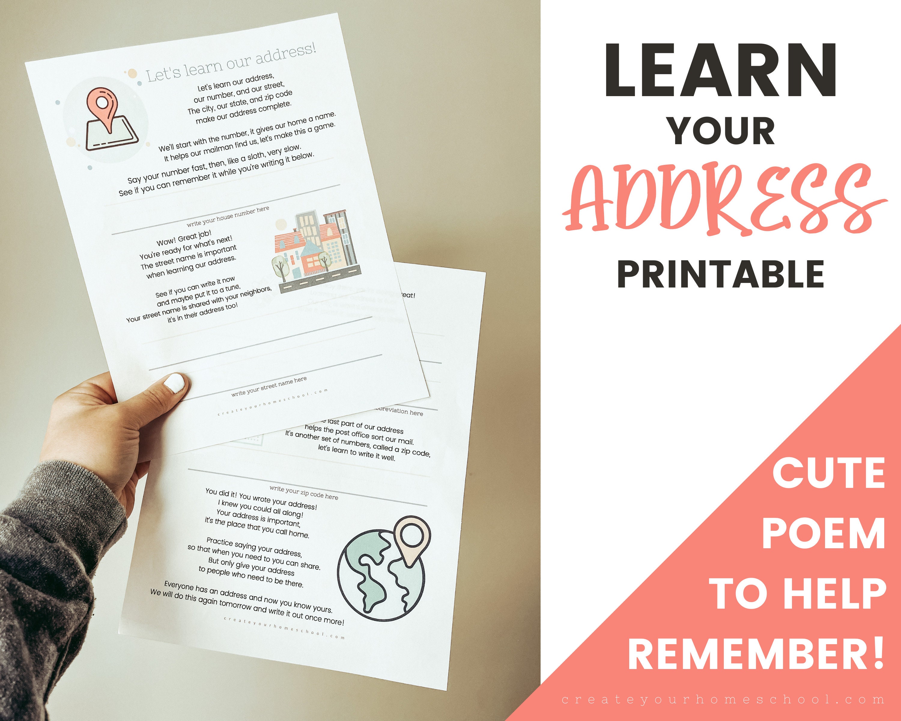 My Address Homeschool Printables learn our address | Etsy