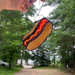 Stained Glass Hot Dog Suncatcher: Funny Food Art