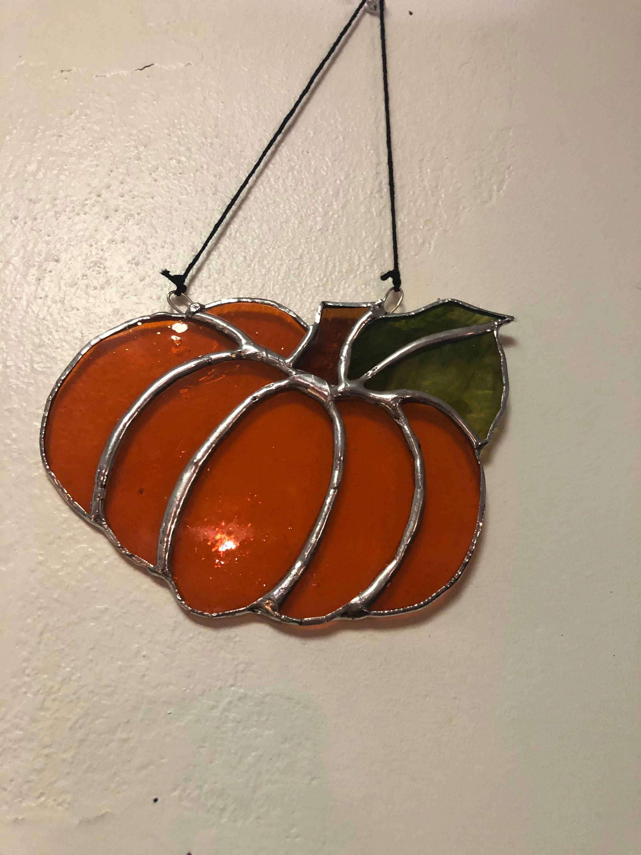 Stained glass pumpkin suncatcher orange | Etsy