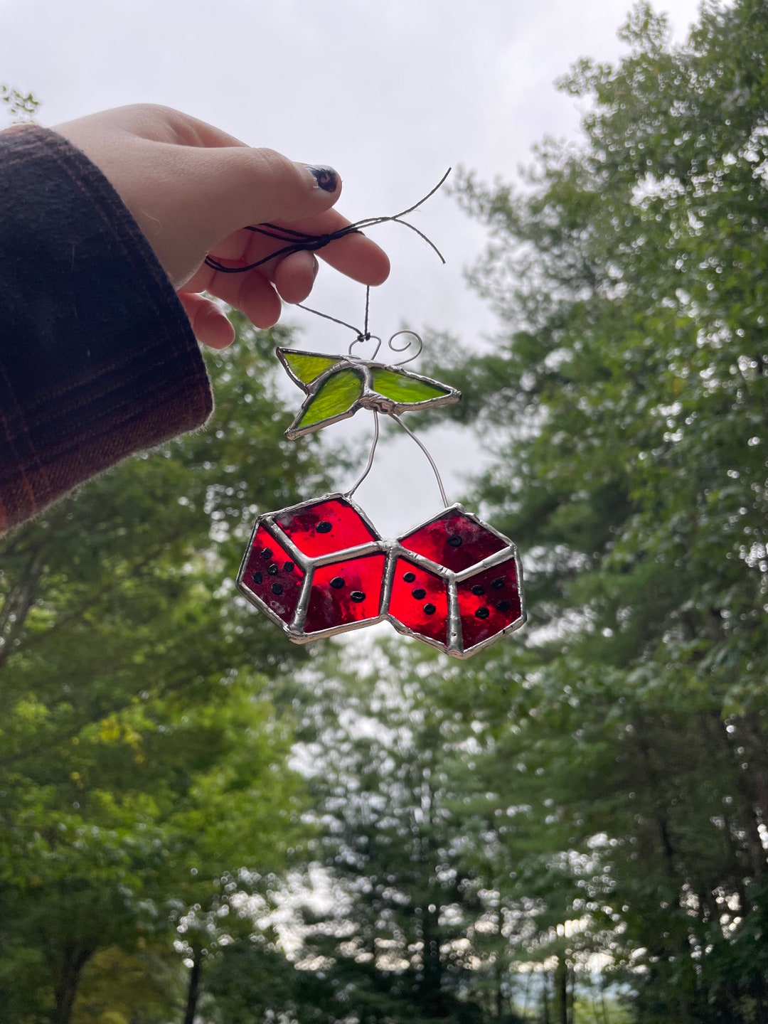 Stained Glass Dice Cherry Dice Tattoo Suncatcher Red Dice Etsy