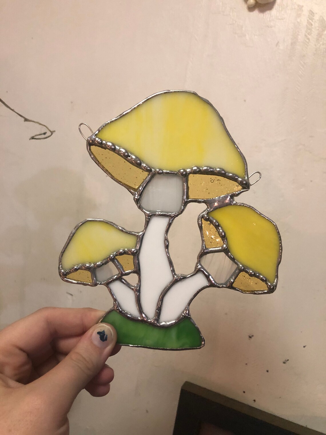 Stained glass mushroom suncatcher yellow Etsy