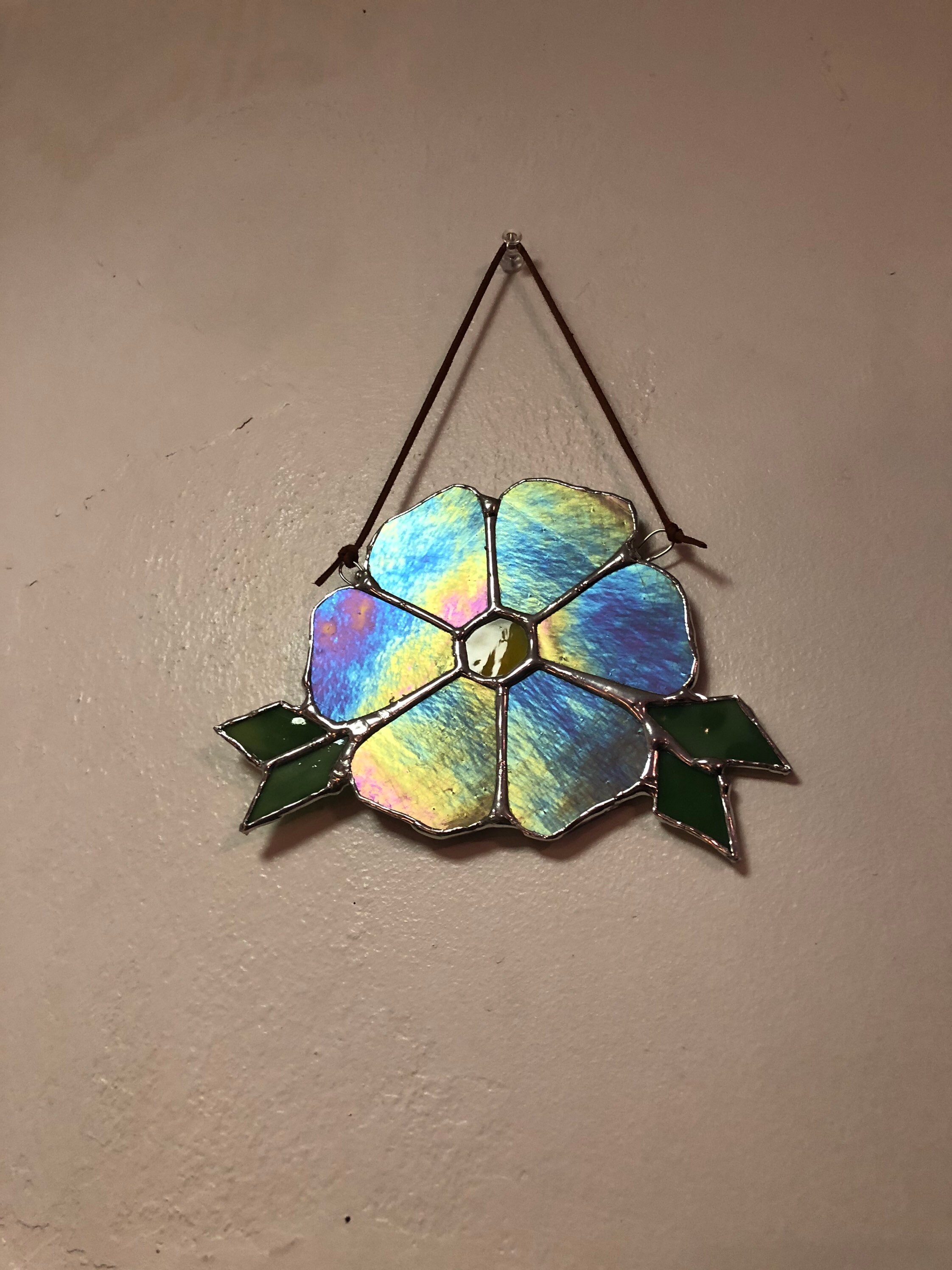 Stained Glass Flower Purple Etsy