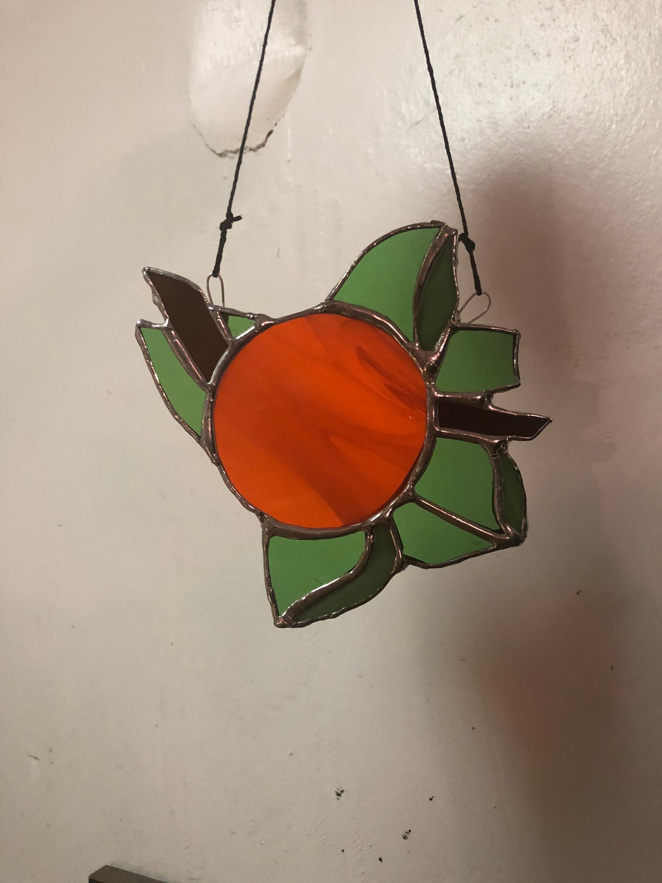 Stained glass orange suncatcher Etsy
