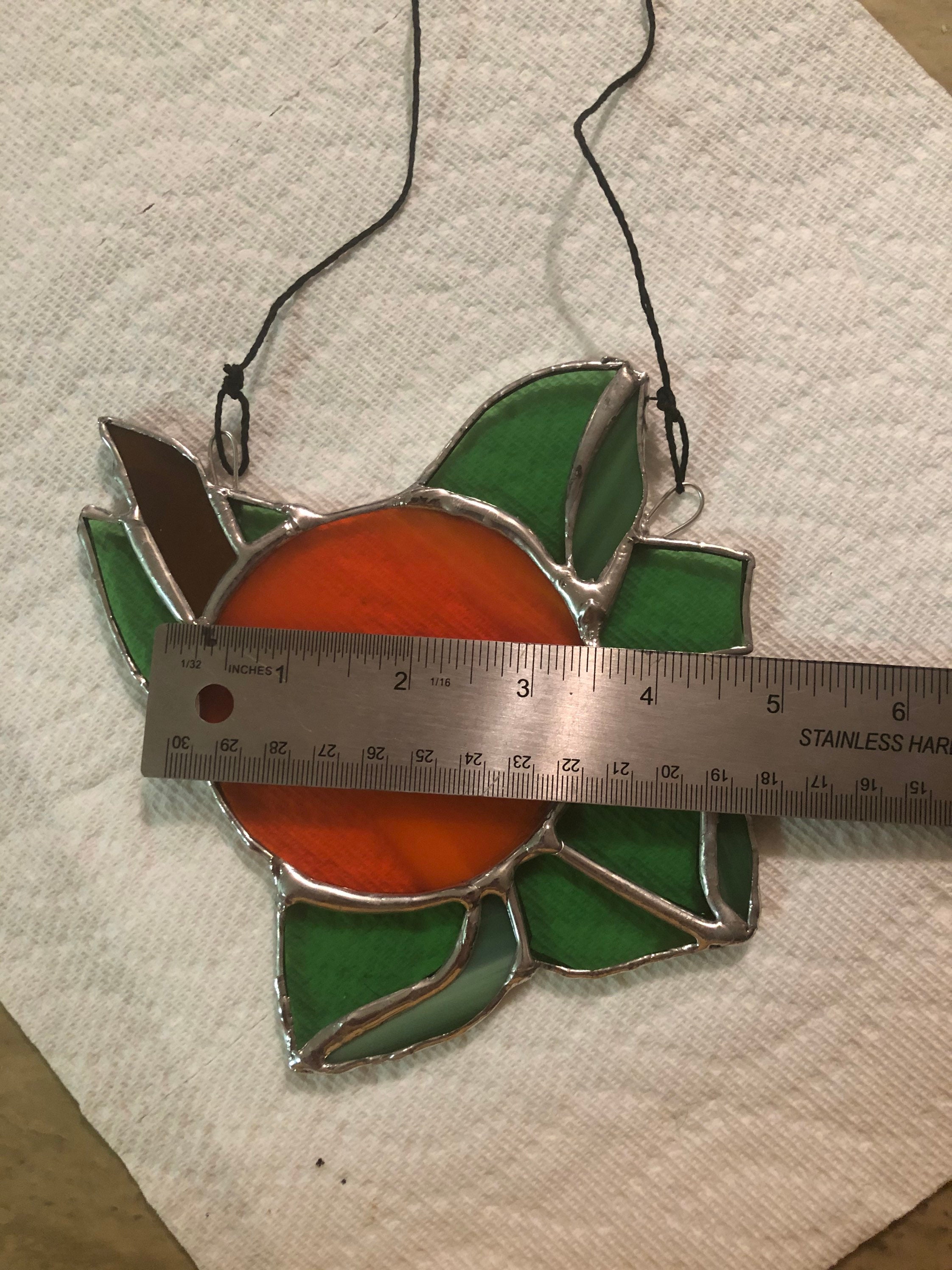 Stained glass orange suncatcher Etsy