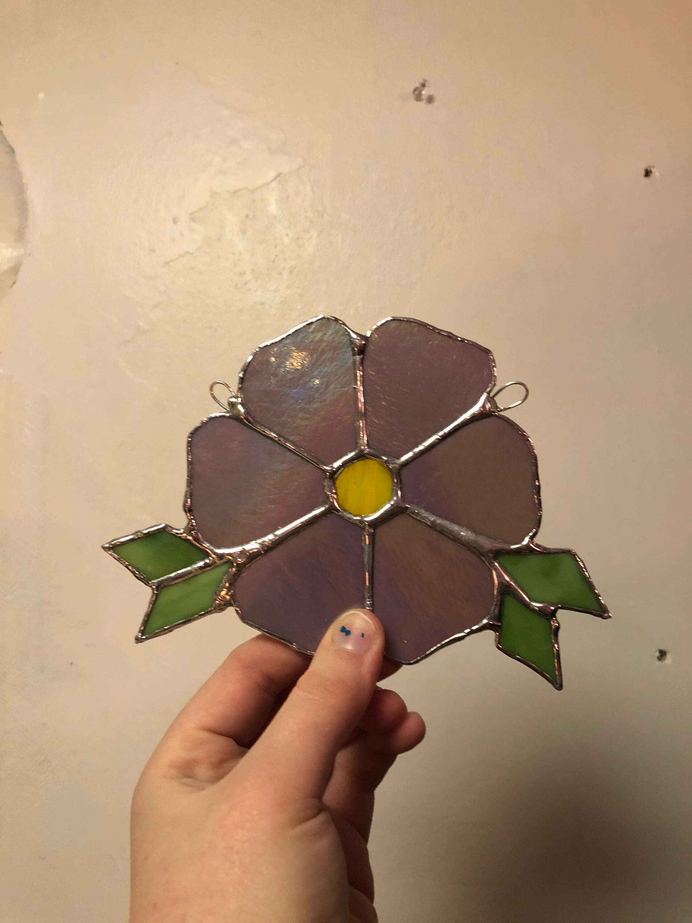 Stained Glass Flower Purple Etsy