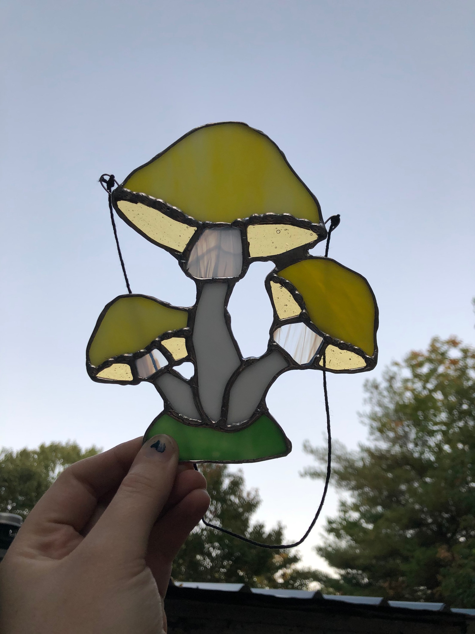 Stained glass mushroom suncatcher yellow Etsy