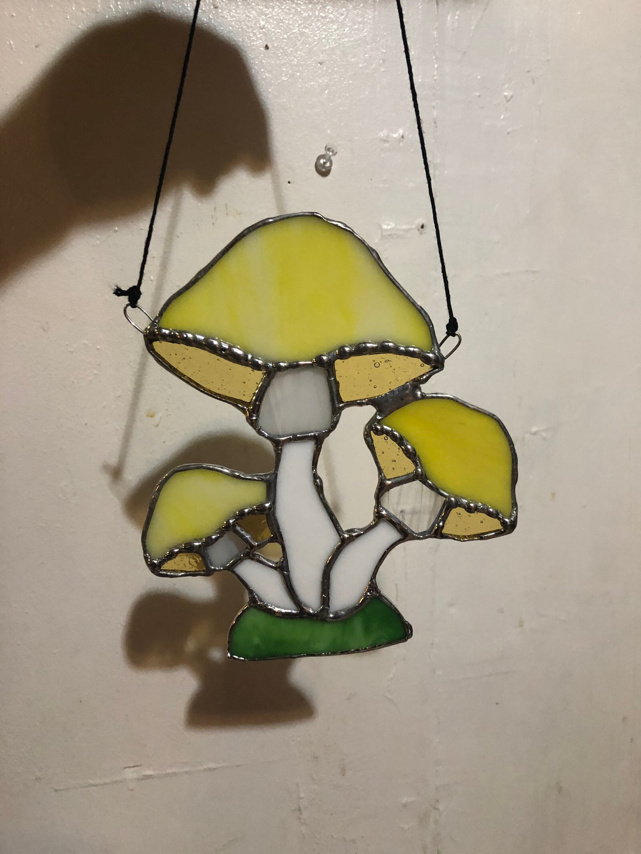 Stained glass mushroom suncatcher yellow Etsy