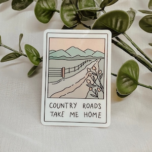 Country Roads Sticker | County Roads Take Me Home Sticker | Polaroid Sticker