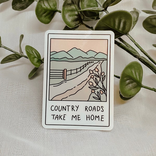 Country Roads Sticker | County Roads Take Me Home Sticker | Polaroid Sticker