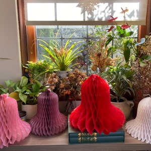 Price Drop! 4 Vintage Danish + USA Honeycomb Tissue Christmas Bells, Honeycomb Bells, Mid Century Christmas, Christmas Bell Decoration,