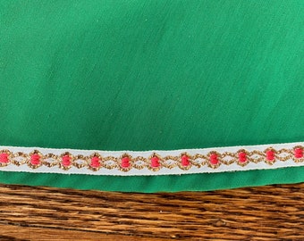 Price Drop! Vintage Handmade Round Green Tablecloth, Vintage Christmas Tablecloth, Vintage Christmas Tree Skirt, Mid Century Christmas,