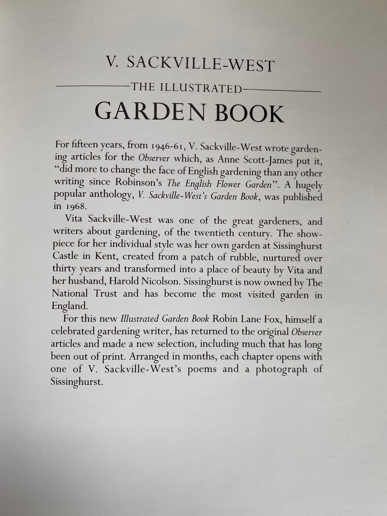 1987 V.sackvillewest the Illustrated Garden Book Robin Lane Etsy