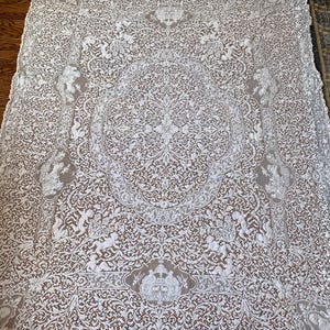 Vintage Quaker Lace #1730 Chariot & Cherub Tablecloth, Flower Lace Tablecloth, Quaker Lace Tablecloth, Victorian Kitchen, Quaker Lace,