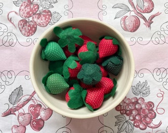 19 Vintage Handmade Fabric Strawberries, Fabric Strawberries, Fabric Strawberry Pillow, Handmade Strawberries, Summer Bowl Fillers