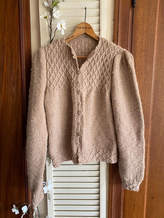 Vintage Handmade Austrian Popcorn Cardigan, Austrian Cardigan, Austrian Sweater, Popcorn Sweater, Tyrolean, Vintage Cardigan,