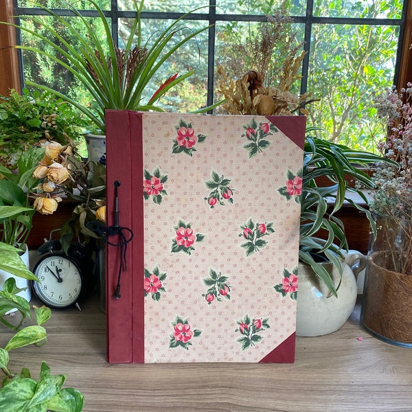 Price Drop! 1943 Handmade A&M College Art Class Multi Purpose Scrapbook/Photo Album, Blank Scrapbook, Blank Photo Album, Flower Scrapbook,