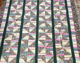 Price Drop! Vintage Geometric & Floral Quilt Top, Vintage Quilt Top, Quilt Top for Sale,