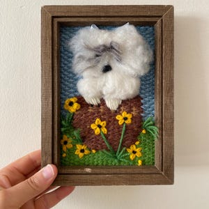 1978 Framed Dog Crewel, Vintage Needlepoint, Vintage Crewel, Crewel Framed, Crewel Embroidery, Dog Artwork, Dog Crewel