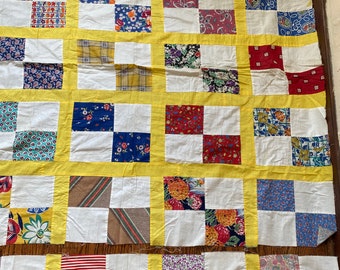 Price Drop! Vintage Scrap Fabric Patchwork Quilt Top, Vintage Quilt Top, Quilt Top for Sale, Patchwork Quilt Top, Unfinished Quilt Top