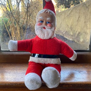 Vtg Handmade Rubber Face Santa, Mid Century Christmas, Mid Century Santa, Stuffed Santa Clause, Rubber Face Santa Doll, Rubber Face Santa