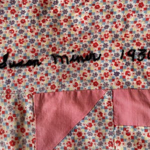 1930 Signed Hand Stitched Churn Dash/Hole in Barn Door Quilt, Churn Dash Quilt, Tied Quilt, 1930s Quilt