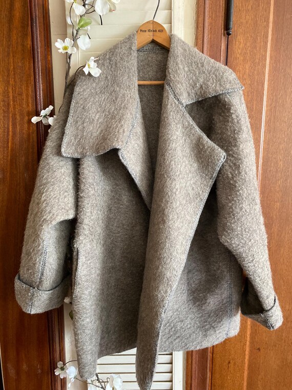 Vintage Handmade Wool Coat, Mid Century Wool Jacket, Vintage Wool Coat, Wool Jacket, Wool Coat Women, Wool Coat, Wool Cape, Gray Coat Woman