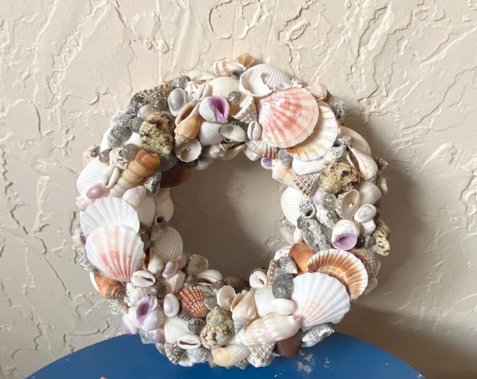 Custom Shell Wreath Vtg Handmade Shell Wreath, Shell Wreath, Shell Wreath for Door ...
