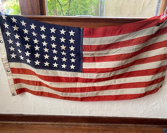 48 個の星が付いたアメリカ国旗、1940 年代のビンテージ国旗、第二次