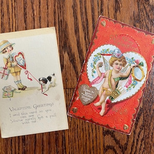 Dois cartões postais antigos/Vtg do Dia dos Namorados, cartão postal do Dia dos Namorados, efêmera, presente do Dia dos Namorados, Dia dos Namorados para esposa, cartão do Dia dos Namorados