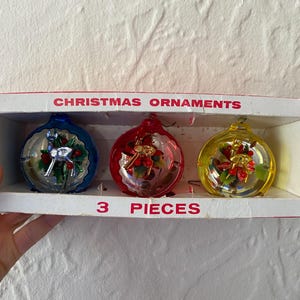 Vintage Jewelbrite Diorama Reindeer Ornaments, Diorama Ornaments, Diorama Ornament Set, Mid Century Christmas, Jewelbrite Ornament, Reindeer