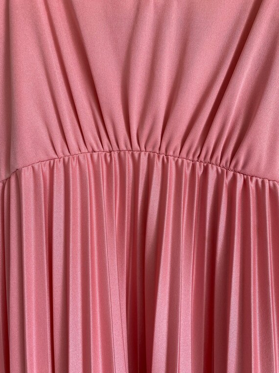 Vintage 1970s Pleated Pink Maxi Dress, Long Summe… - image 7