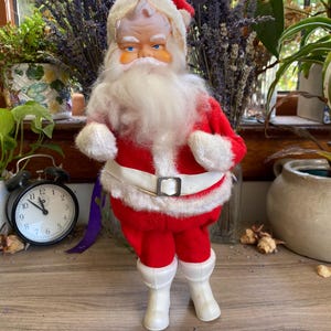 Vintage Rubber Face Santa, Mid Century Christmas, Mid Century Santa, Stuffed Santa Clause, Rubber Face Santa Doll, Rubber Face Santa