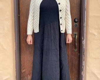 Vintage Gaeltarra Hand Knitted Irish Cable Knit Cardigan, Cable Knit Sweater, Irish Sweater, Wool Sweater, Cable Knit Sweater Women