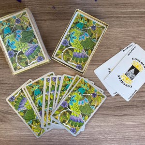 jeu de cartes Standard oiseau rétro vintage des années 70, cartes à jouer fleurs vintage, cartes à jouer oiseau, cartes de poker vintage, éphémères