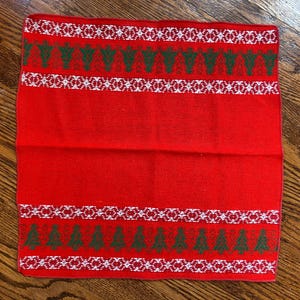 Vintage Woven Scandi Xmas Tree Napkins, Mid Century Christmas, Vintage Christmas Napkins, Retro Napkins, Retro Christmas, Christmas Tree