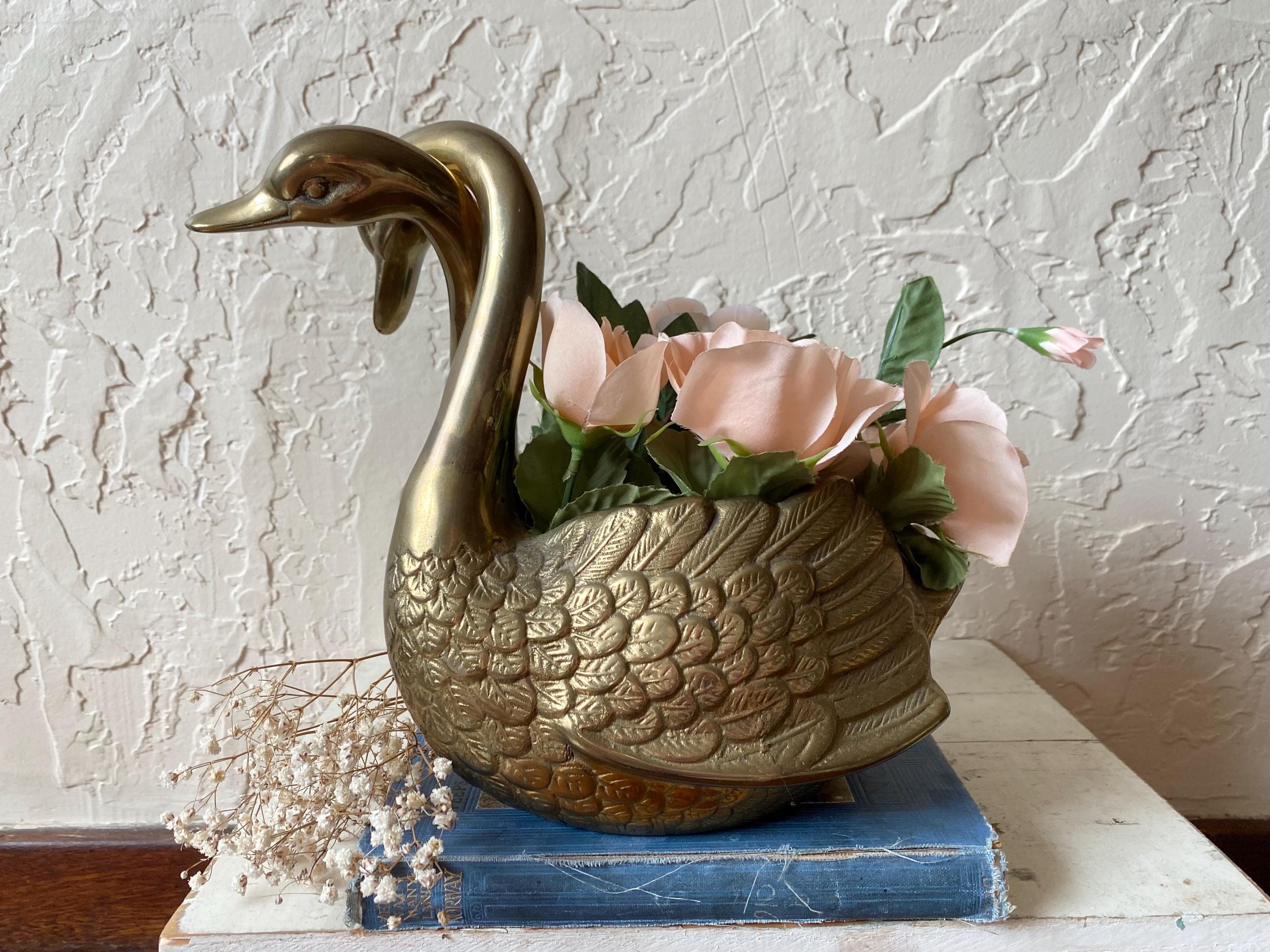 Vintage Gold Swan Planter - Etsy