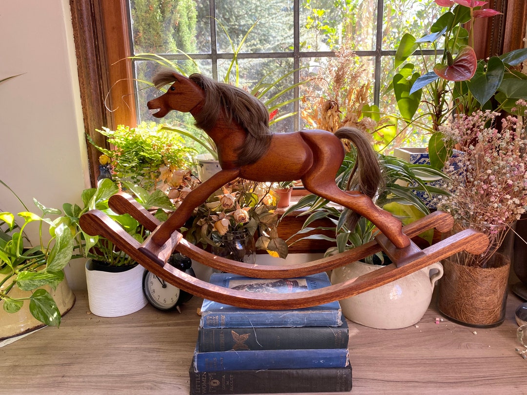 Pricedrop1980 Wooden Rocking Horse, Primitive Horse, Horse Decor, Horse ...