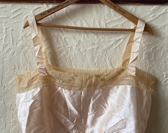 1910-20s Pink Silk Filet Lace Camisole, Camisole, 1920's Camisole, Antique Bra,