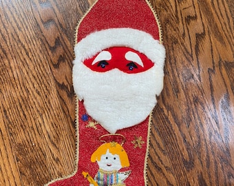 1950s Felt Christmas Stocking, Vintage Christmas Stocking, 1950 Christmas Stocking, Mid Century Christmas, Felt Stocking