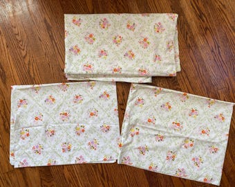 1970s Cannon Monticello “Plantation Bouquet” Sheet Set, Vintage Flat Sheet, Flower Sheet, Vintage Double Flat Sheet, Cannon Sheets