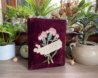 Baisse de prix ! Superbe album photo floral antique, album photo vierge, album photo de fleurs, album photo en velours, album photo victorien