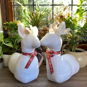 Two Vintage Handmade Stuffed Reindeers, Christmas Deer Decor, Christmas Reindeer, Cabin Christmas Decor, Stuffed Reindeer