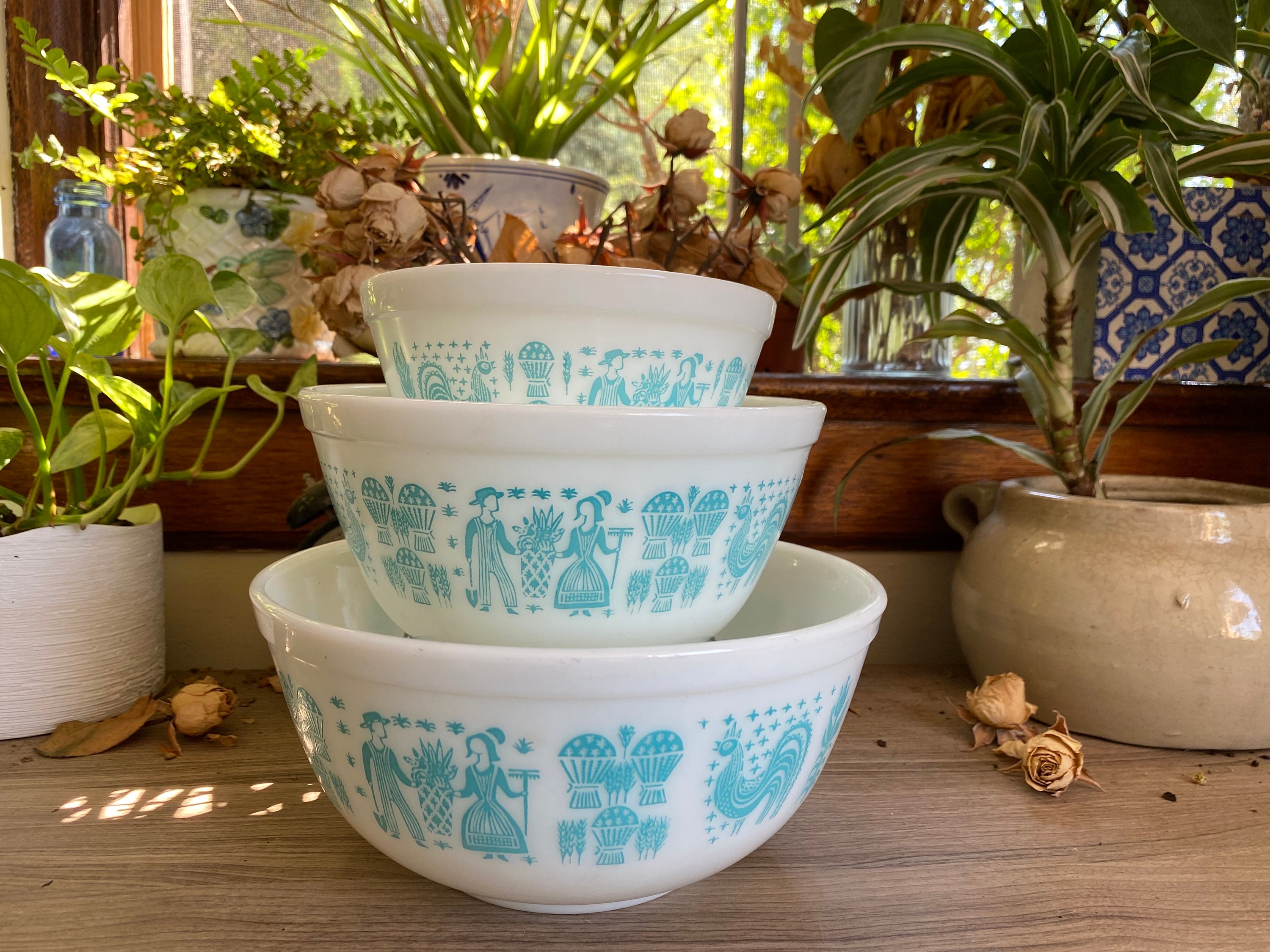 Pyrex Butterprint Bowl Set, Pyrex Mixing Bowl, Butterprint Pyrex, Vintage  Pyrex, Blue and White Kitchen, Vintage Nesting Bowls, Amish Pyrex