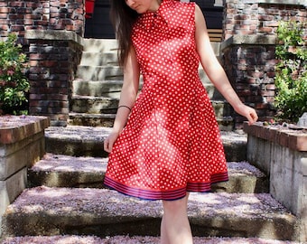 Vintage 1950 Nancy Valentine Red and White Polka Dot Dress, Summer Dress for Women, Sleeveless Dress, Polka Dot Dress, 1950 Dress,