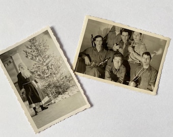 Two 1945 WW2 Vienna Xmas/NYE Photos, Black and White Photography, Christmas Photos, WW2 Christmas Photos, 1940s Christmas