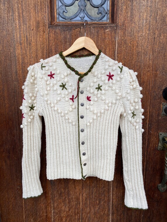 Vintage Handmade Austrian Popcorn Cardigan, Austri