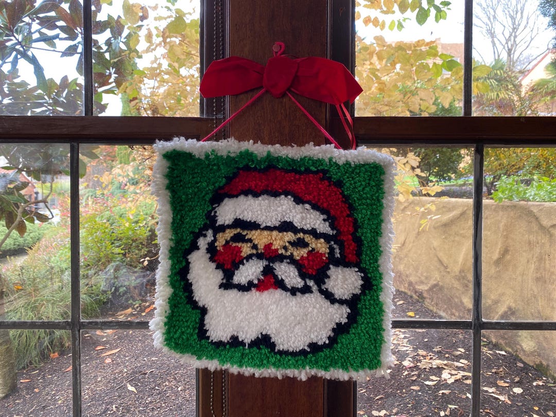 1960/70s Retro Santa Latch Hook Rug Wall Hanging, Latch Hook Rug Wall ...